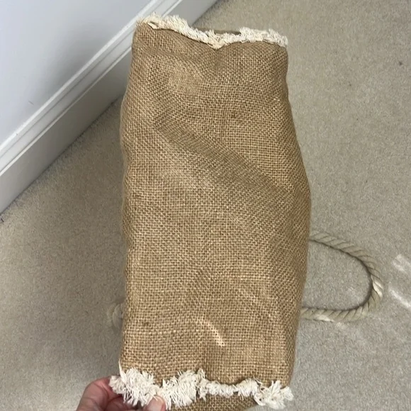 Linen Cotton Beachy Bohemian Anchor Rope Handle Large Beach Bag Market Tote - Picture 9 of 10